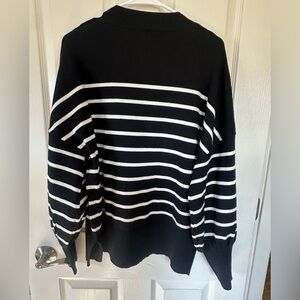 Black and White Striped Women's Sweater